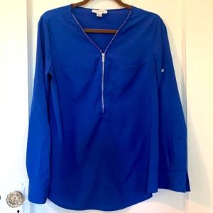 Calvin Klein blue blouse with zipper